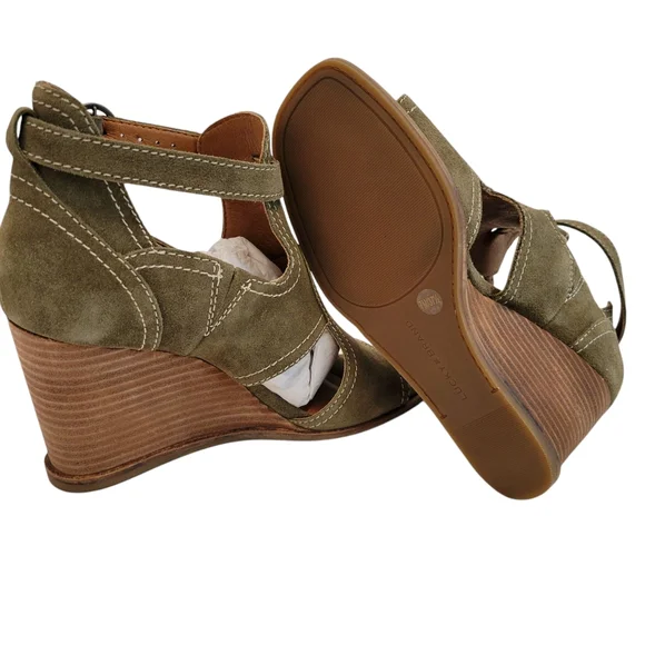 NWOT Lucky Brand Lukili Women's Sandals Wedge Ankle Strap Moss Green Size US 7 - Picture 8 of 11